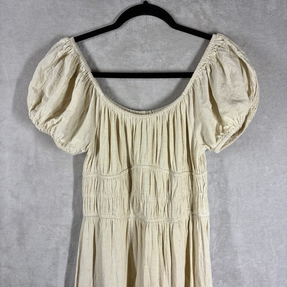 Sim & Sam Milkmaid Cottagecore Dress Size M Linen Blend Peasant Farmhouse Trad - Picture 2 of 6